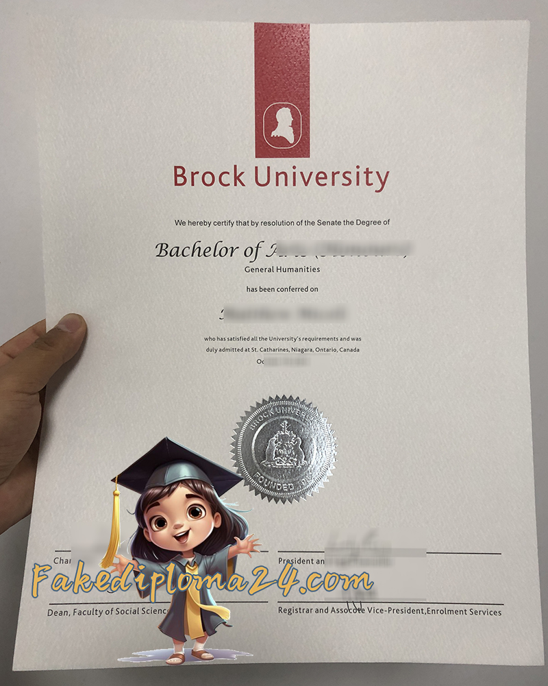 Brock University degree certificate