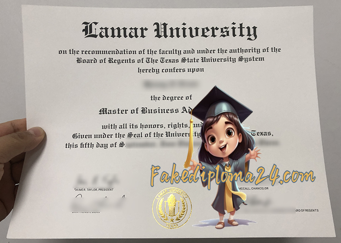 Lamar University degree certificate