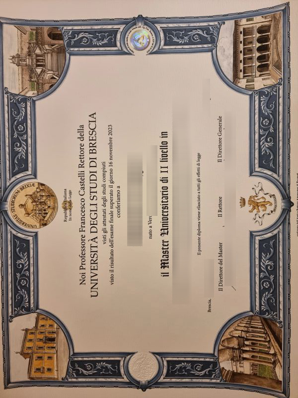 Università degli Studi di Brescia diploma certificate