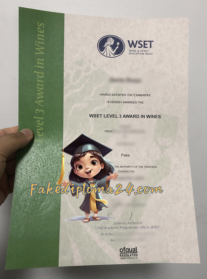 WSET Level 3 Award In Wines Certificate