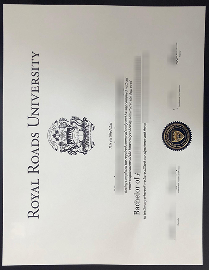 Royal Roads University degree certificate