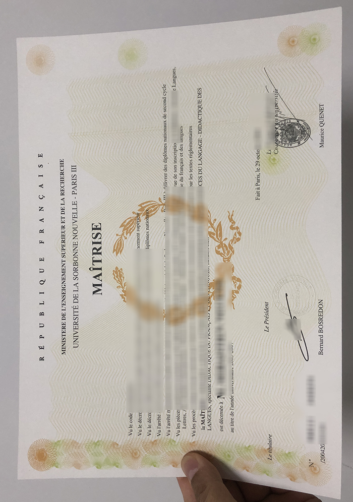 Université Sorbonne Nouvelle – Paris 3 Master’s Diploma sample