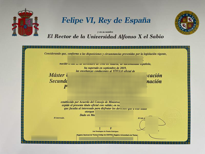 Alfonso X El Sabio University diploma