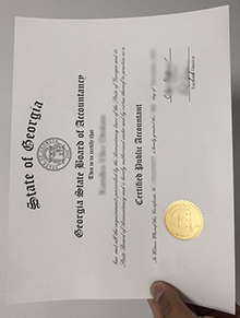 Georgia State Board of Accountancy CPA certificate sample