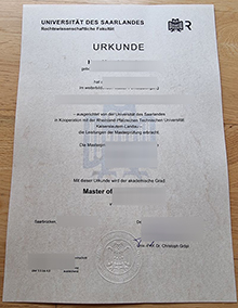 Universität des Saarlandes Urkunde sample