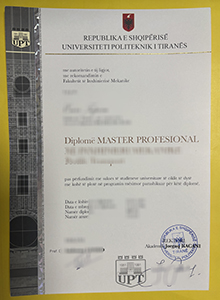 Universiteti Politeknik i Tiranës diploma sample